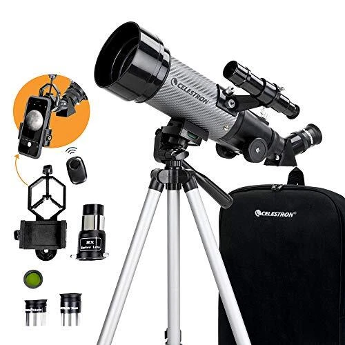 Kit de telescopio portรกtil Celestron Travel Scope 70DX con mochila y telรฉfono inteligente...-