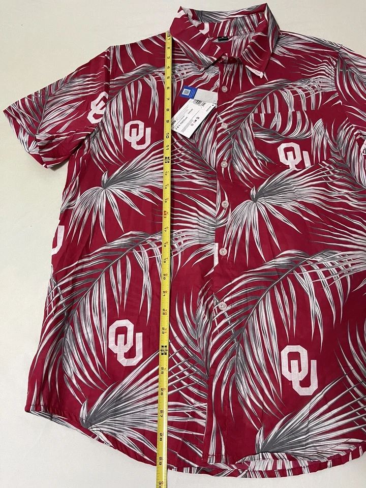 Camisa hawiana FOCO NUEVA CON ETIQUETAS Oklahoma Sooners S/S roja para hombre talla mediana Foto 4 de 4