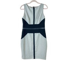 LAUREN RALPH LAUREN womens size 8 illusion vegan leather trim sheath dress