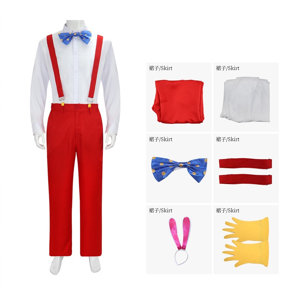 Who Framed Roger Rabbit Cosplay Roger Disfraz Babero Pantalones Camisa Conjunto Completo