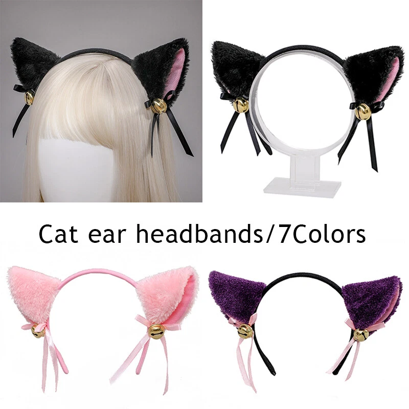 Cat Ears Kitten Neko with Little Bell Hair Clip Headband Cosplay