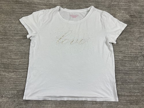 Victoria's Secret Shirt Womens Small White Love Short Sleeve Lightweight - Picture 1 of 12