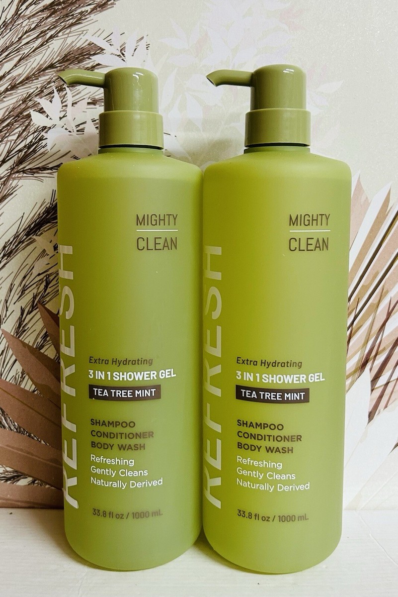 2-Pack Mighty Clean ~ Tea Tree Mint 3-in-1 Hydrating Shower Gel 33
