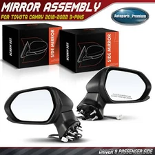 Pair Power Mirror with Manual Folding for Toyota Camry 2018-2024 3 Pins White