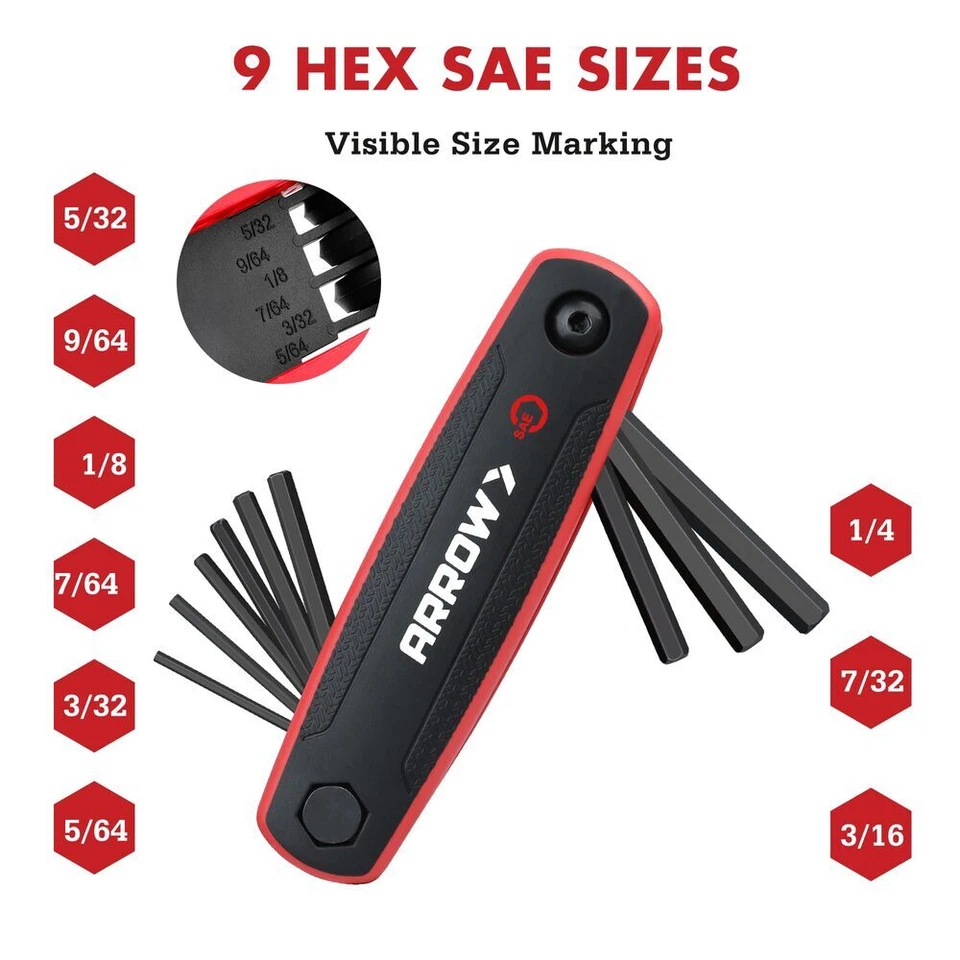 ARROW 17PC Folding Allen Wrenches Set Multitool Hex Key Set Allen Key SAE Metric - Image 3 of 4