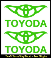 Toyota Toyoda Star Wars Yoda Car Truck Window Two Green Vinyl Decal