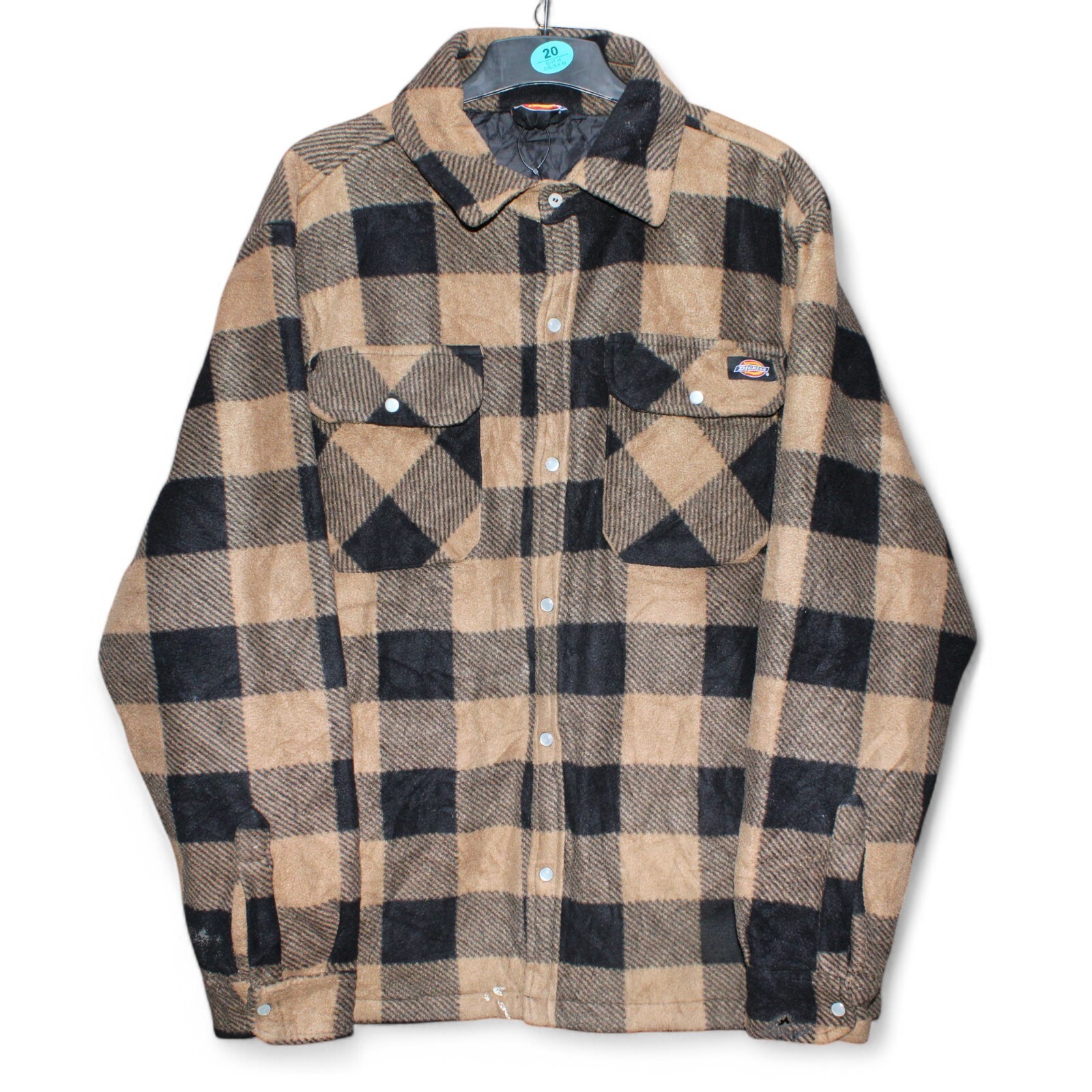DICKIES Padded Work Shirt Lumberjack Casual Flannel Heavy Brown Mens XL