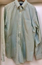 Men  s 346 Brooks Brothers Green  White Long Sleeves Dress Shirt. Size L