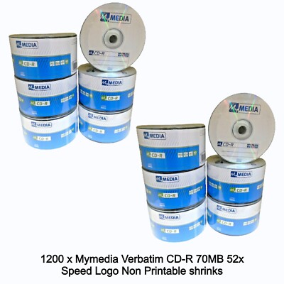 1200 x Verbatim Mymedia CD-R Non Printable 52x Blank CD Discs Logo 700MB 80 Min