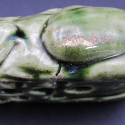 Brush-McCoy Frog Flower Holder 060, Green Glaze, 7 Holes, 4 1/2" long - Picture 15 of 16