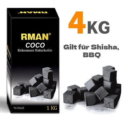 RMAN 4KG ShishaKohle Naturkohle Hohe Qualität Kokoskohle Für Wasserpfeife&Grill
