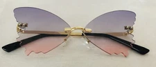 Butterfly Rimless Sunglasses for Women Vintage Metal Frame Cat Eye glasses