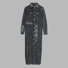McQ Alexander McQueen Denim Faux Leather Midi Dress | IT 34 | XS | UK 4-6 | New