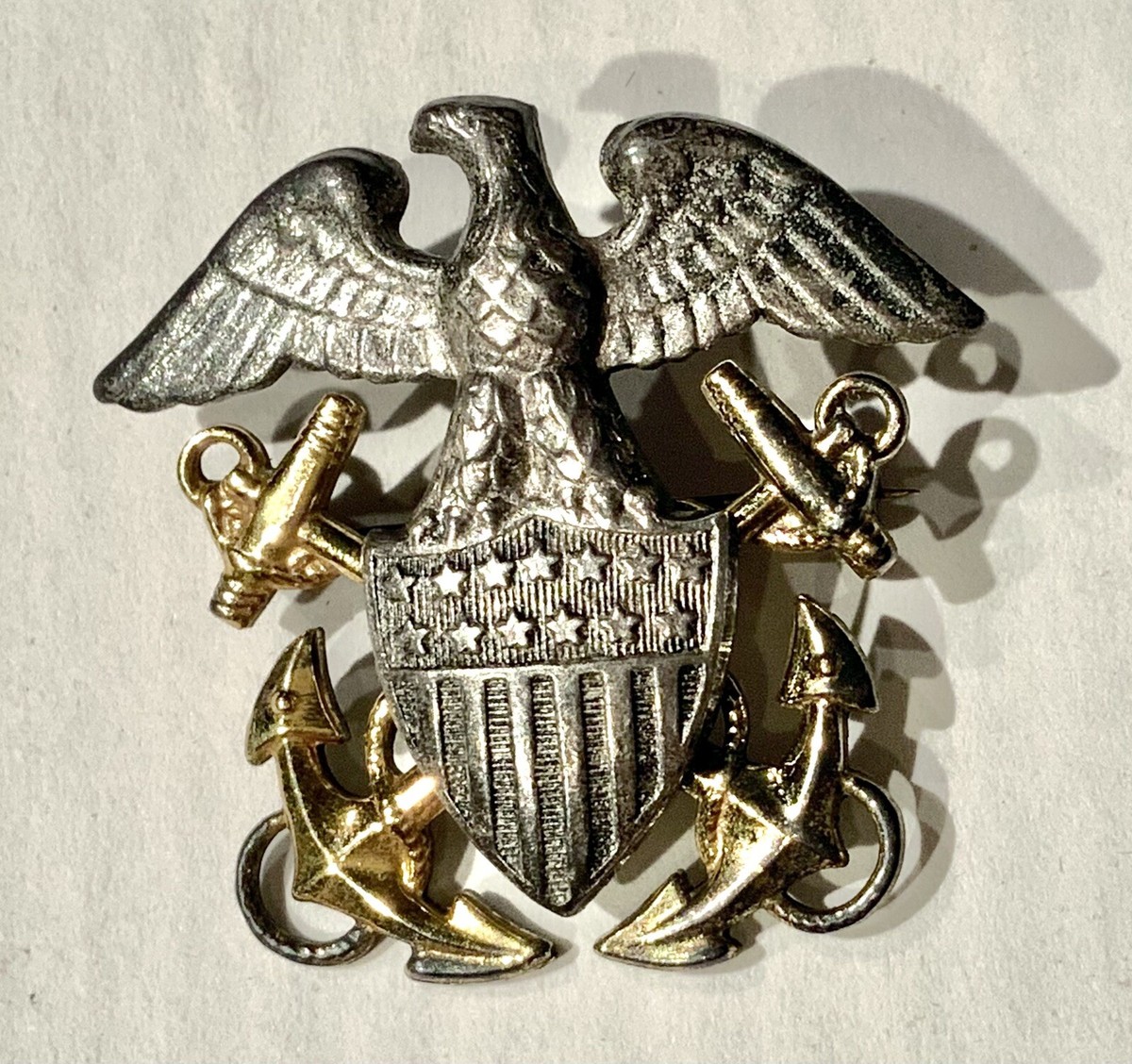 US Navy Army 錨紋章 925 シルバー ヴィンテージ チャーム ペン Vintage US Navy USN Insignia Badge Pin Sterling Eagle