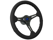 VSW S6 Leather Steering Wheel Black Mopar Kit, Flaming River GM Adapter