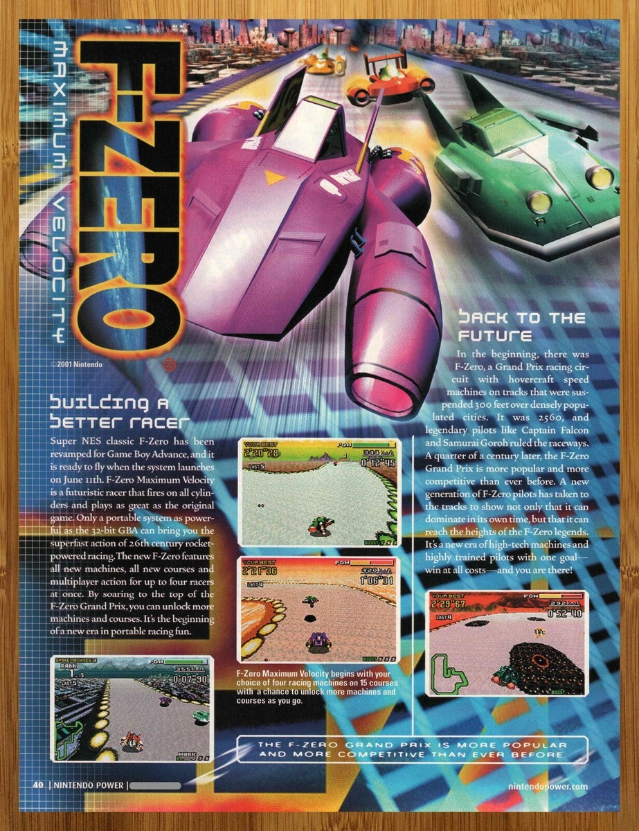2001 F-Zero: Maximum Velocity GBA Print Ad/Poster Page Authentic