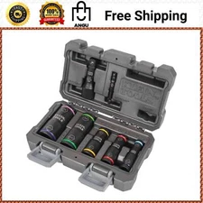 7-Piece Socket Set Flip Impact 6-Point Design Ten Sizes In Five Sockets New