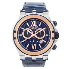 Reloj analógico Mulco Nefesh icónico esfera azul correa de cuero azul MW1-35199-043
