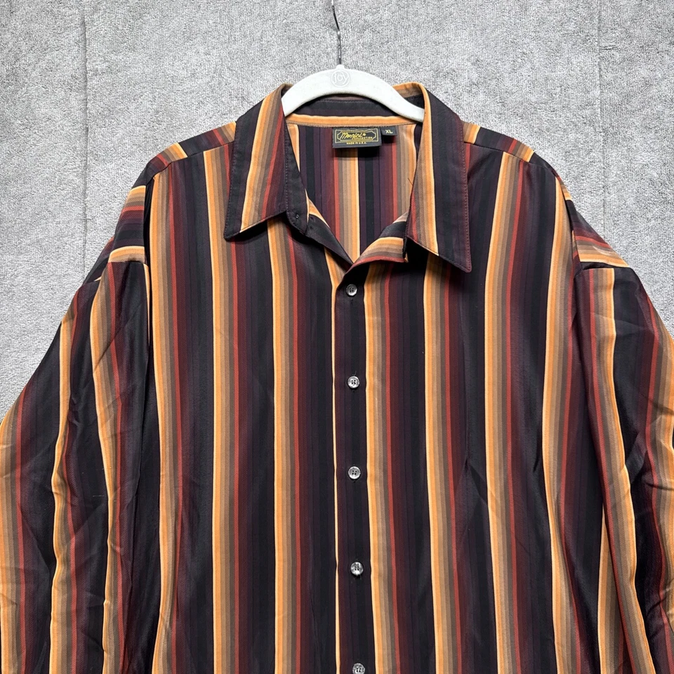 Camisa Disco A Rayas Años 70 XL Audaz De Colección Abotonada Monzini Rave Mod Geométrico Foto 3 de 4