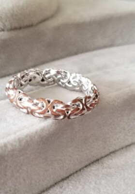 Andiamo Ross Simons 14k Weiß & Roségold 2 Töne Byzantinisches Harzband Ring Milor