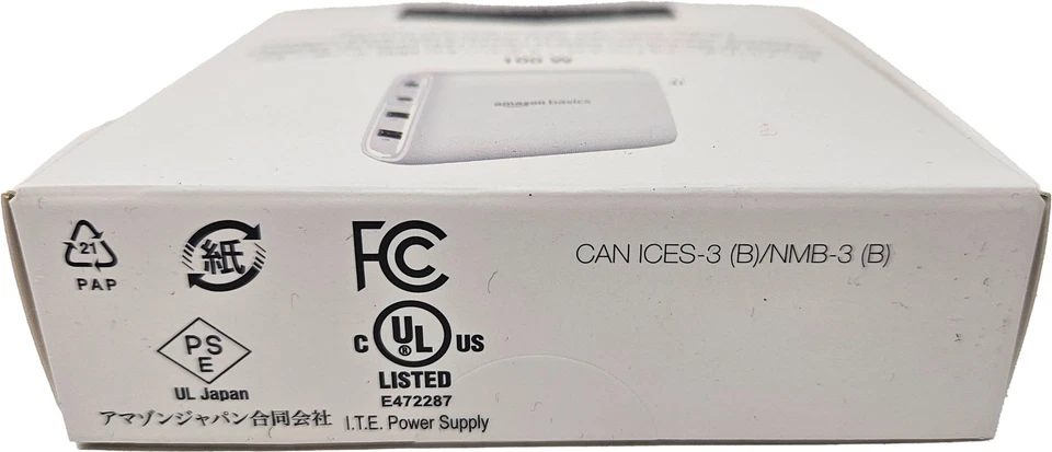 Amazon Basics 100W Four-Port GaN Wall Charger 2 USB-C (100W, 18W) 2 USB-A WHITE - Image 3 of 4