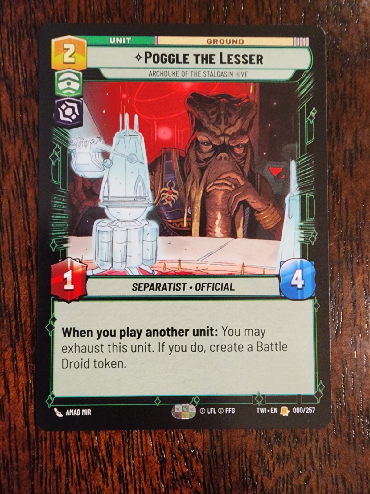 Star Wars Unlimited - POGGLE THE LESSER - 080/257 Twilight of the Republic Rare