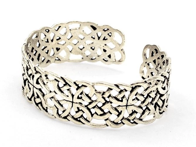 Keltischer Armschmuck Mittelalter Armreif Knotenmotiv Armring Bronze/Versilbert - Bild 2 von 3