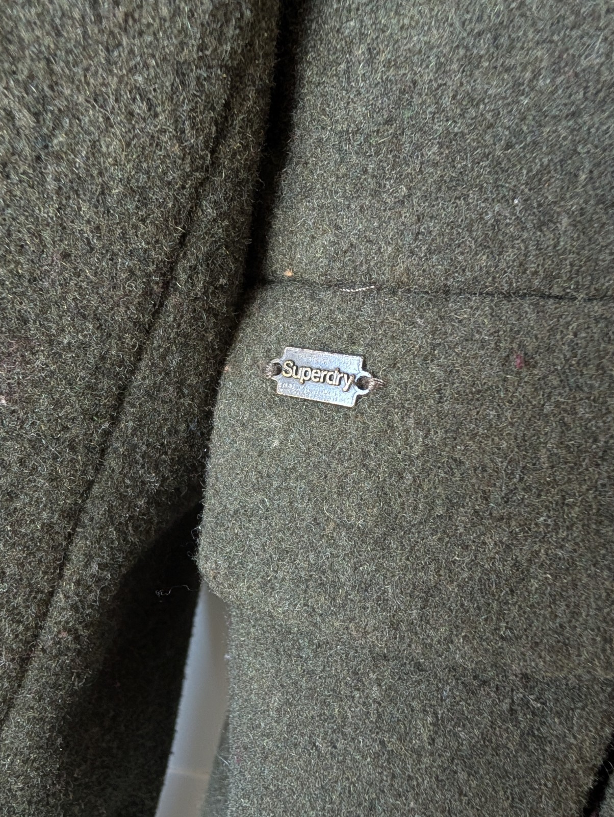 Superdry Premium Khaki Wool Blend Double Breasted Military Peacoat Size M image 7