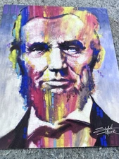 Stephen Fishwick Abraham Lincoln Pop Art PostCard Colorful Portrait. 11”x14”