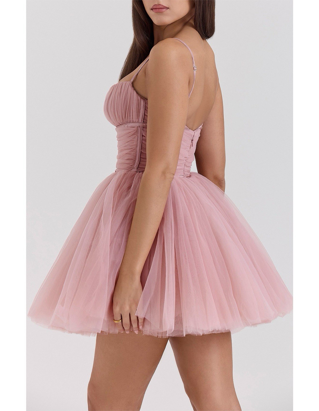 HOUSE OF CB  Princess Tulle Mini Dress Adobe Rose Pink Size XS 6AUS BNWT RRP$443 image 3