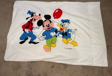 Vintage Walt Disney Mickey Mouse Donald Duck Goofy Double Sided Pillow Case