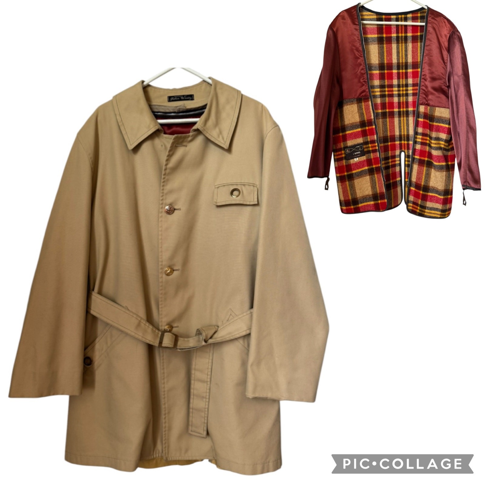 Vintage 70s Jonathan Weitz Harbor Master removable Plaid Lined Trench Coat Large image 2