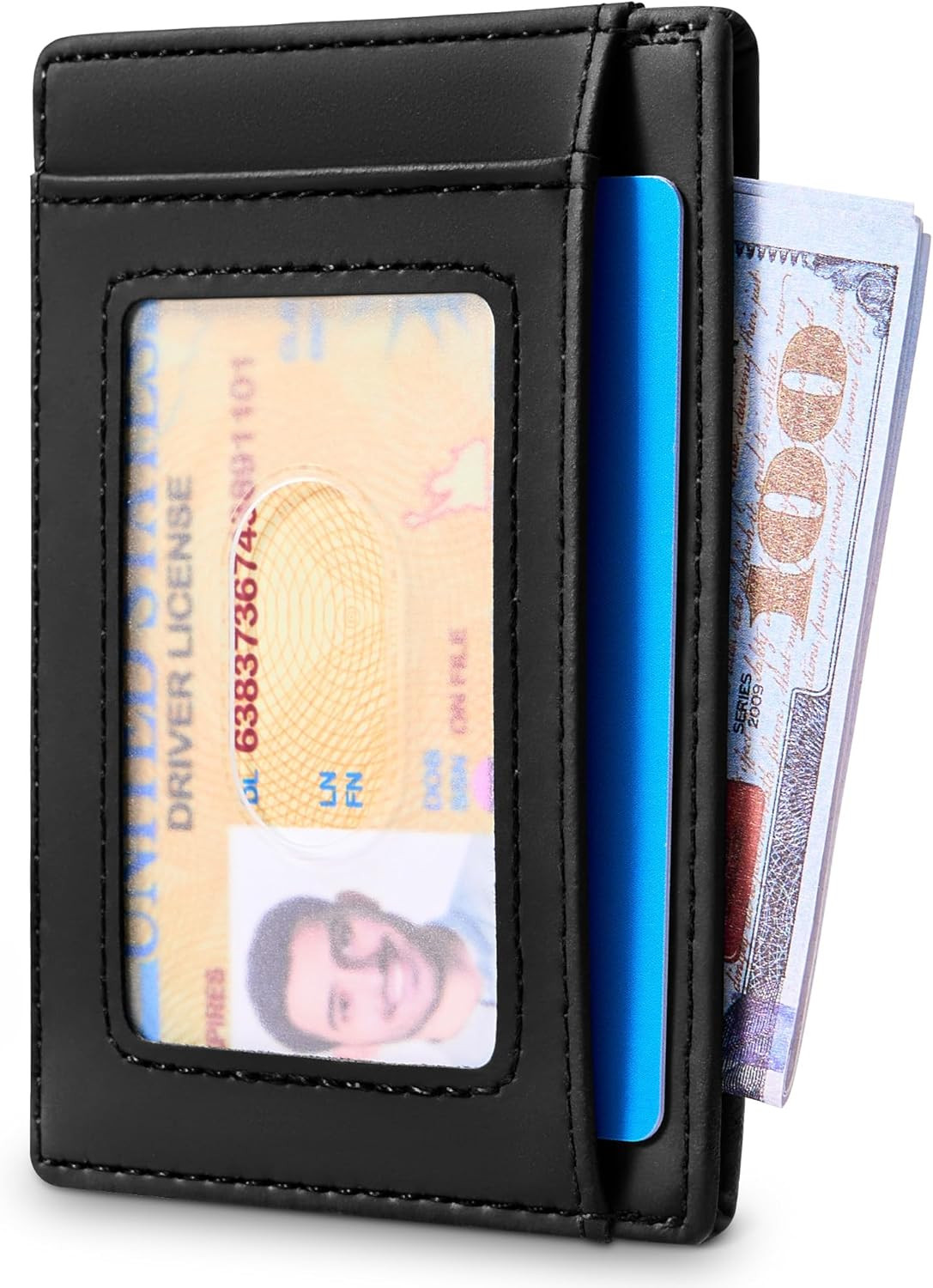 Travelambo Slim Wallet Front Pocket Minimalist Leather RFID Blocking Medium Size