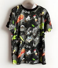 Rick And Morty Shirt Mens XL Black Allover Portal Spaceship Graphic Cartoon Tee