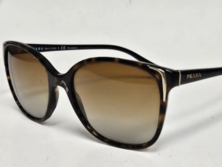 Prada Prz Polarized Tortoise Brown Gold Edge Designer Sunglasses Made In Italy
