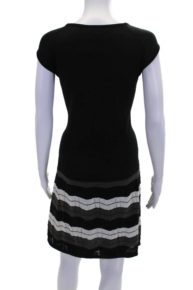 Vestido negro sin mangas Iisli para mujer tejido de algodón a rayas cuello redondo talla L Foto 3 de 4