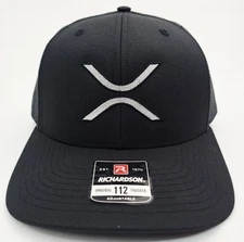 XRP Black Richardson 112 Mesh Snap Back Hat Cap