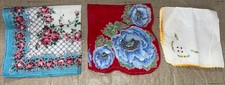 Vintage Handkerchief Hankie Lot Floral Embroidered Flower Mixed Bundle