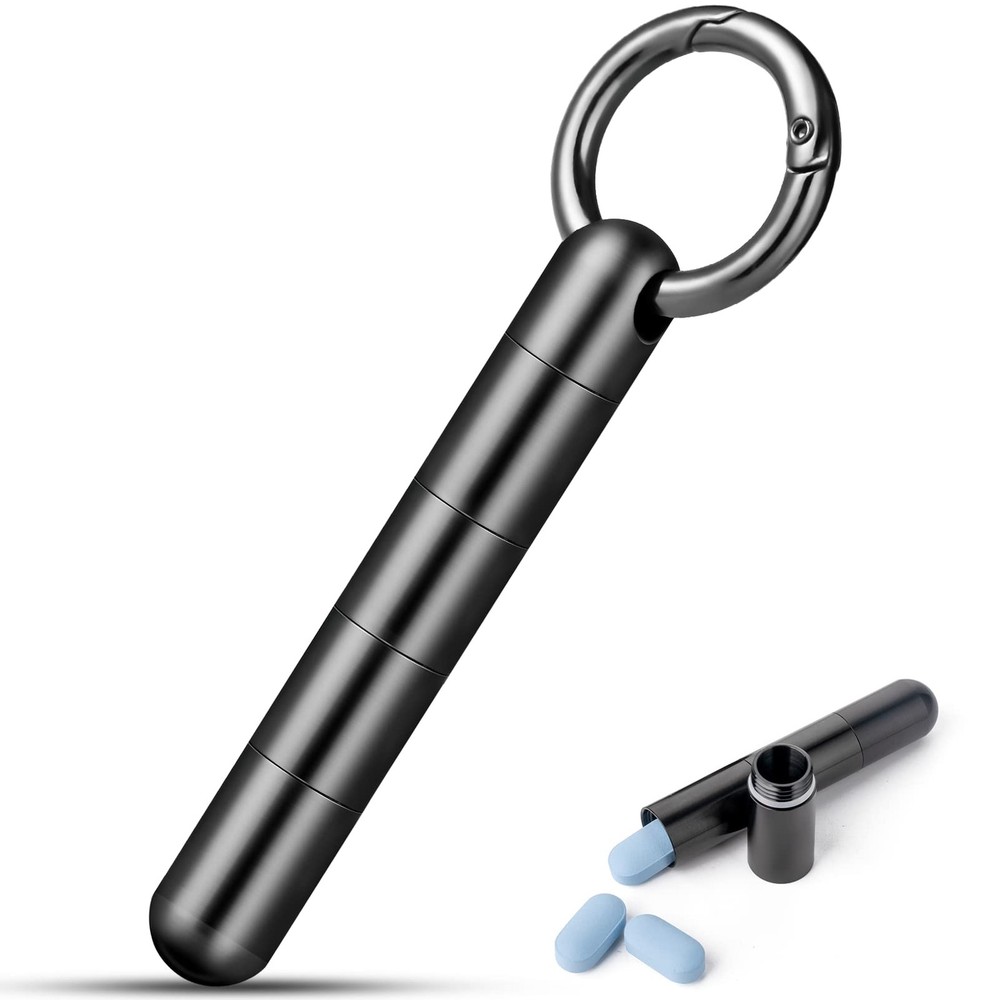 Keychain Pill Holder, Titanium Pill Case Small Pill Organizer Waterproof Pill...