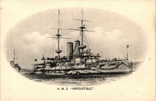 HMS Irresistible Warship Postcard c1910