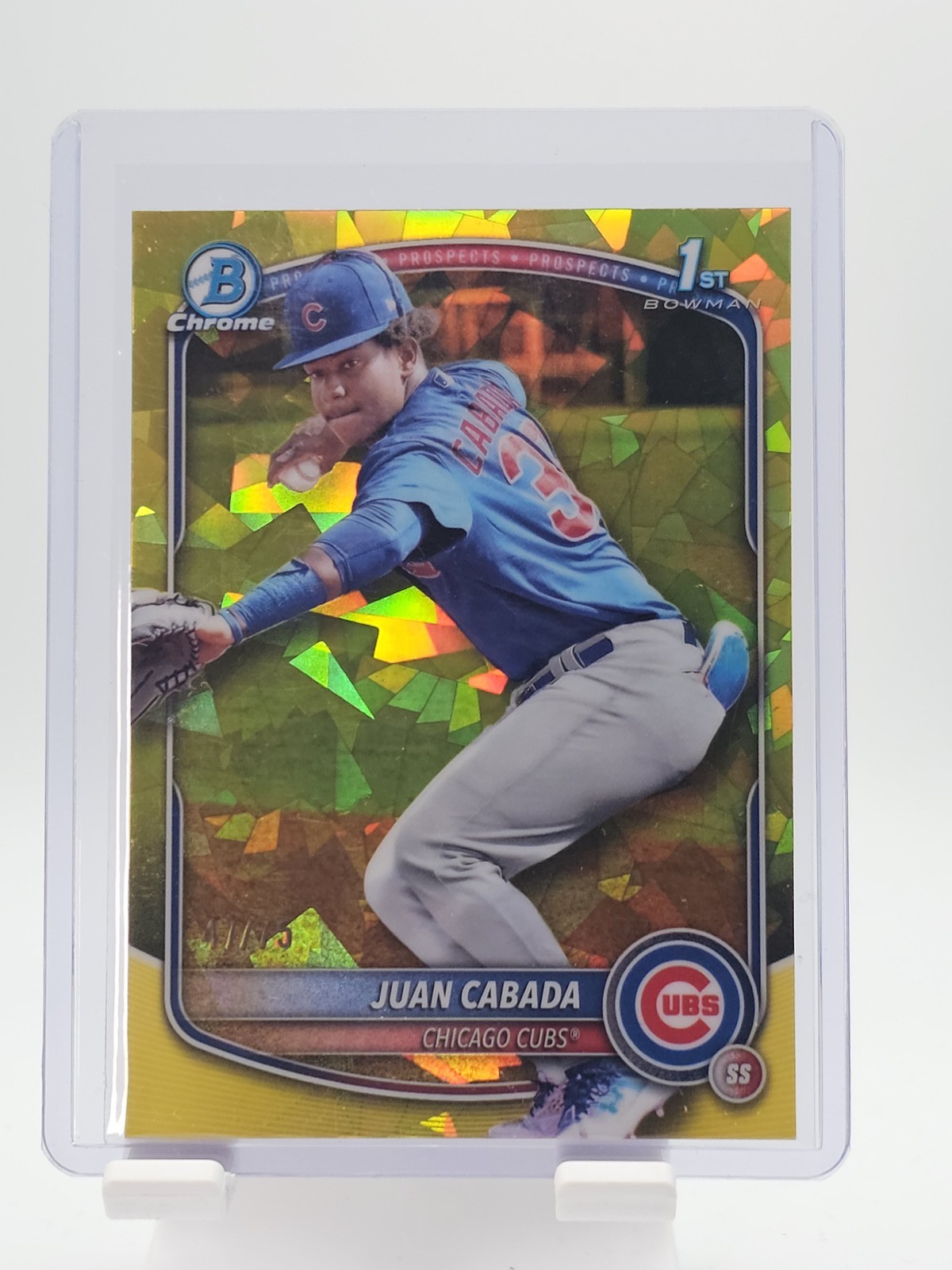JUAN CABADA 2025 BOWMAN CHROME 1ST SAPPHIRE YELLOW REFRACTOR CUBS /75 Q6642