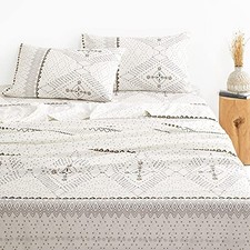 - Boho Bed Sheets, 4-Piece Sheet Set, Bohemian Chic Western Queen Beige