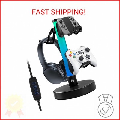 VCOM Headphone Stand with 17 Light Modes, Gaming Controller Holder with Remote C