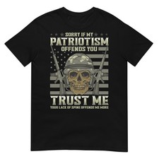 Patriotic Veteran USA Flag American Military War Hero Skull T-Shirt