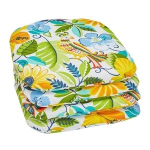 New Four 4 BrylaneHome Indoor/Outdoor Caroline Tropical Chair Pads Cushions