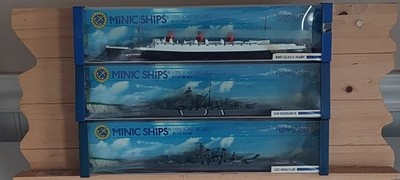 MINIC SHIPS by Hornby, Lot of 3 Ships- 2 Fighting Ships & 1- Liner 1:1200 Scale!
