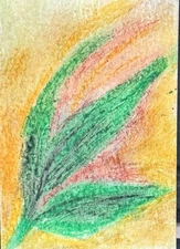Original Abstract - Plant - Oil Pastels - 2.5x3.5” - mini art ACEO/ATC