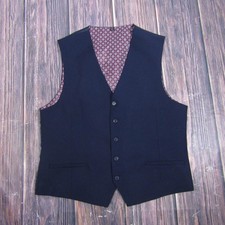 Suit Vest Mens 40 Blue Solid 3 Piece Belted Formal Waistcoat Wedding Business