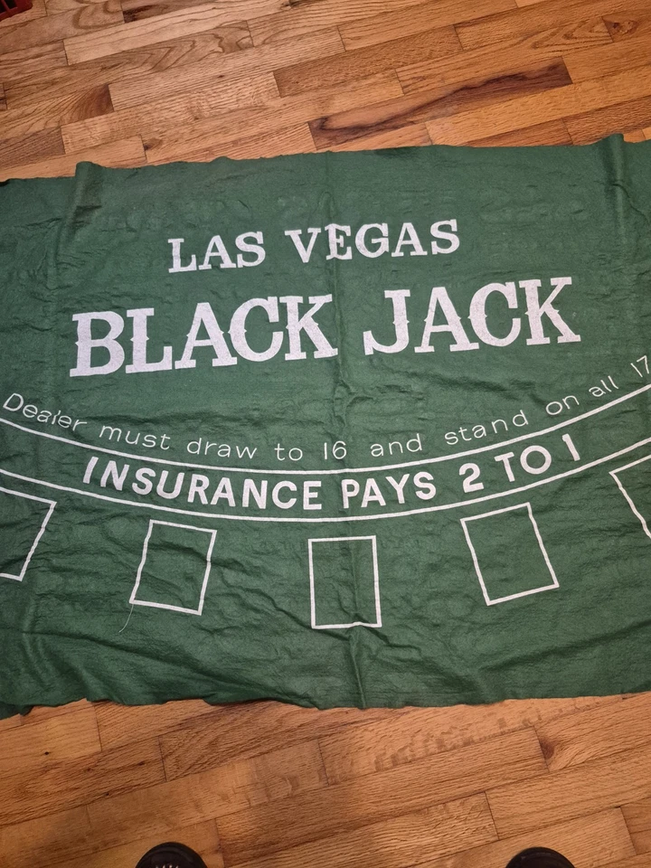 Blackjack & Craps 34”x70” Layout Table Top Green Mat Portable Cover Cards - Image 3 of 4