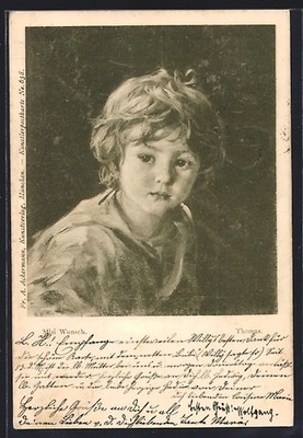 Künstler-AK Mizi Wunsch: Kleiner Junge Thomas 1900 